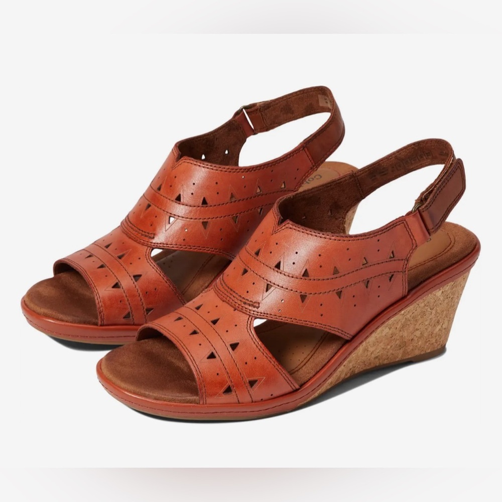 COBB HILL - Janna Perf Sling Back Cork Wedge Sandal Russet Color    US 7…